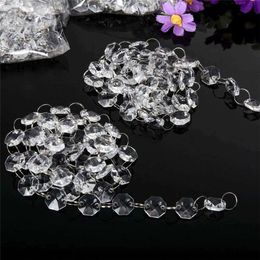 2021 14mm Crystal Clear Acrylic Hanging Beads Chain silvery ring Garland Curtain Chandelier party wedding XMAS Tree decoration