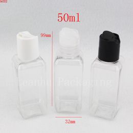 50 X 50ml Empty Transparent Square PET Cream Bottle With Disc Cap For Cosmetic Use,dropper container,essential oil bottle