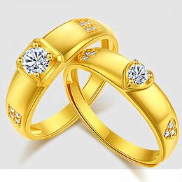 Womens Rings Crystal Jewelry couple ring men's women's fashion gold-plated diamond heart-shaped Cluster For Female Band styles