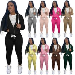 Jogging suits Fall winter Women Sweatsuits Long sleeve tracksuits hooded Jacket sweatpants Two Piece Set Outfits Outdoor Sports suit wholesale bulk 6307