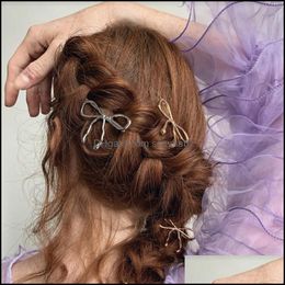 Hair Clips & Barrettes Jewellery Glossy Bow Bobbie Pins 2021 Alloy Gold Sier Colour Bowknot Ins Brief Aessories Party Bijoux Drop Delivery Sqs1