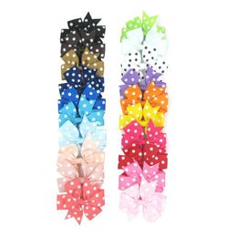 20 Colours 8cm Ribbon Bows Dot Girls Hairpins Colourful Children Hair Clip Boutique Kids Bowknots Kids Hair Accessories