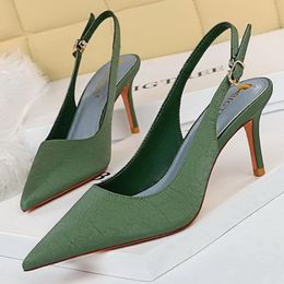 BIGTREE Shoes Women Heels Sexy Stiletto High Heels Shoes Ladies Buckle Strap Slingback Pumps Casual Wedding Office Female