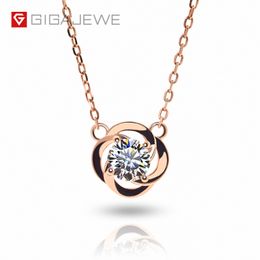 GIGAJEWE t 0.5ct 5mm EF Round 18K Rose Gold Plated Pendant 925 Silver Moissanite Necklace GMSN-001
