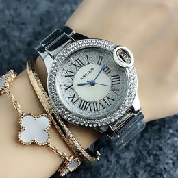 Fashion Brand women Lady Girl crystal Roman numerals dial steel band Quartz wrist Watch CA07