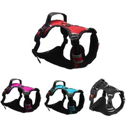 Reflective Safety Pet Dog Harness Adjustbale Matching Leash Collar Pet Training Supplies Dog Harness No Pull Dog Harnesses Vest 210712