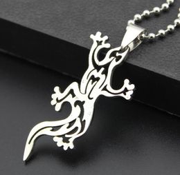Fashion men and women stainless steel lizard Pendant titanium Jewelry Free choice bead Necklace Leather rope Cross chain