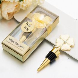 new Party Favour Lucky Clover Wine Bottle Stopper Four Leaf Stoppers Wedding Favours Birthday Gift Event Giveaways EWE6490