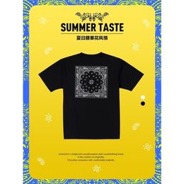 Summer Back Paisley Print T-shirt Men 100% Cotton Breathable Oversize Tops Plus Size Brand Clothing SK170479 210716