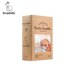 Kangobaby 2pcs pack Bamboo Cotton Muslin Swaddle Diaper Wrap with Rainbow and Sloth Pattern 120x120cm 210309