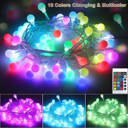 led color changing fairy lights Canada - Holiday Lighting 16 Color Changing Ball Stirng Light 10M 60leds Usb Remote Fairy Garland Christmas Wedding Outdoor Street Decor LED Strings