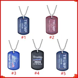 NEW!!! 2024 Trump Necklace Party Favour US President Election Flag Pendant Stainless Steel Tags I'll Be Back Keyring 5 Style Wholesale 518