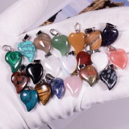 Natural Crystal Rose Quartz Tigers Eye Stone Charms Heart Pendant For Diy Earrings Necklace Jewellery Making