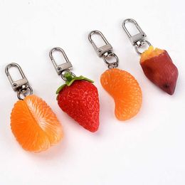 Fashion Imitation Fruit Key Chain Orange Strawberry Key Ring Female Jewellery Cartoon Car Handbag Key Chains G1019