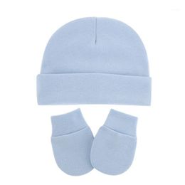 Caps & Hats 3pcs/Lot Solid For Children Kids' Hat Born Baby Birth Beanie Toddler Glove Set Accessories