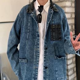 Women's Jackets Blue Jean Denim Jacket Women Oversized Coat Fall 2021 Winter Casual Designer Big Pocket Single Breasted Outwear Tops