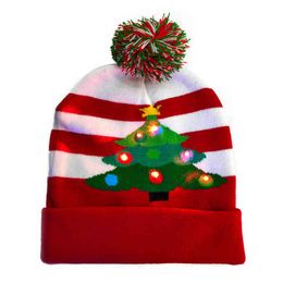 Men Women Baby Knitted LED light Beani Christmas hat with Light