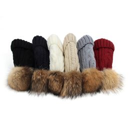 Fashion Parent-child Pom Pom Beanie 9 Colours Winter Warm Imitation Raccoon Fur Knitted Caps Outdoor Beanie Keep Warm Beanie Hat M093 154 Y2