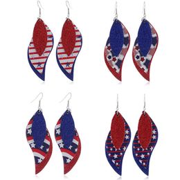 Independence Day 3 Layers American Flag Stars and Stripes Support Team American Presidential Election Dangle Drop Earrings Q0709