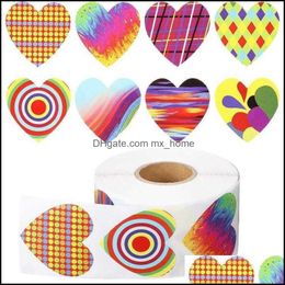 Gift Event Festive Supplies Home & Gardengift Wrap 500Pcs/Roll Heart Shaped Valentine Sticker Birthday Party Wedding Decoration Label Sticke