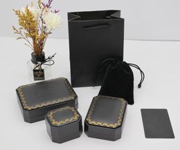 Europe America Designer Fashion Style Black Printed Pattern Letter Jewellery Sets Boxes Necklace Bracelet Earrings Ring Box Dust Bag Gift Bag