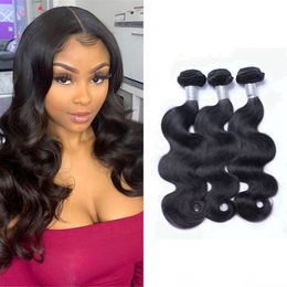 Body Wave Hair Wefts Unprocessed Indian Human Hair Extensions 3 Bundles Natural Color
