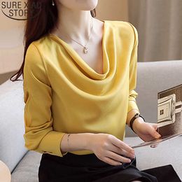 Solid Womens Tops and Blouses Vintage Woman Shirt 6 Colors Long Sleeve Autumn Office Lady Shirts Elegant Blusas Mujer 10871 210527