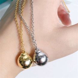 Necklace For Women Short Chain Ball Pendant Simple Stainless Steel Luxury Jewellery Clavicle Gift Designer 210929