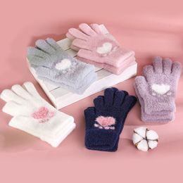 Cute Bear Paw Print Gloves Cartoon Cute Touch Screen Gloves For Women Comfortable Breathable Winter Warm Knitting Gloves