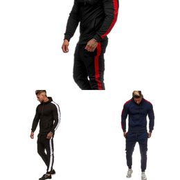 Men's clothing spring and autumn new fashion men's suit jogger fitness stitching hoodie zipper jacket plus men's trousers X0610