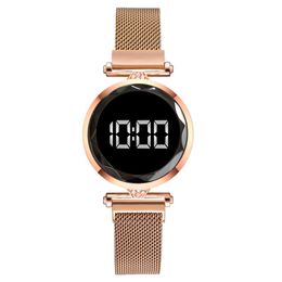 Luxury LED Women Magnetic Bracelet Watches Rose Gold Digital Dress Watch Quartz Wristwatch Ladies Clock relogio feminino213L