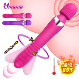 G Spot Heating Vibrator Sex Toys for Woman Magic Wand Massager Dual Motor Rotating Clitoris Stimulator Masturbator Products 210622