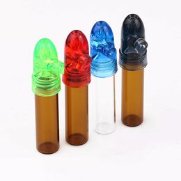 200 Pcs/lot Plastic Glass Snuff Dispenser Bullet Rocket Pill Box Case Snorter Sunff Snorter Sniffer Glass Bong and Pipe Accessories