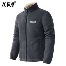 CHAIFENKO Brand Spring Autumn Casual Fleece Jacket Men Fashion Slim Fit Stand Collar Zipper Coat Men Thick Warm Jacket Men 210928