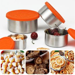 Leak Proof Stainless Steel Lunch Food Containers Fresh Box Metal Snack Salad Containers Sealing Bento Box with Silicone Lids 20101282u