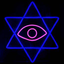 Hexagram with eye Sign home PUB Art Exhibition wall decoration led neon light 12V Super Bright