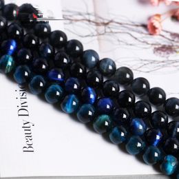 Natural Blue Tigers Eye Stone Charms 6-12 14 16 18 MM Tiger Eyes Round Beads for Beaded Bracelet Necklace Making DIY Jewelry Accessory