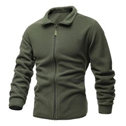 Double-faced Fleece Tactical Jackets Men Military Style Stand Collar Zipper Coats Male Solid Colour Windproof Warm Combat Jacket X0621