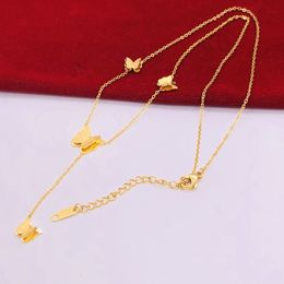 316L Titanium steel 18k Plated Gold net red lover's Necklaces with butterfly Pendant Europe America Fashion Style Lady chain for Women's jewelry