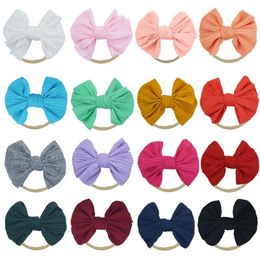 Baby Nylon Hair Bands 16 Colours Striped Knotted Elastic Headbands Bohemian Infant Soft Pleated Bows Hairband Babies Accessories
