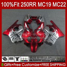 Injection Mould Fairings For HONDA CBR 250RR 250 RR CC 250R CBR 250CC 1988-1989 Bodys 112HC.123 CBR250 RR CC 1988 1989 MC19 88-89 CBR250RR 88 89 OEM Full Kit Metallic Red