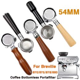 54mm Coffee Bottomless Portafilter For Breville 870/878/880 Philtre Basket Replacement Espresso Machine Accessories Barista Tool 210712