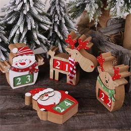 Christmas advent calendar wood painted old man snowman indoor table decorations for the New Year children's gifts 201017