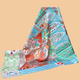 HuaJun 2 Store||Early spring with "La Danse des es" 90 silk scarf, twill printing, anti-wrinkle, handmade stitching 211013