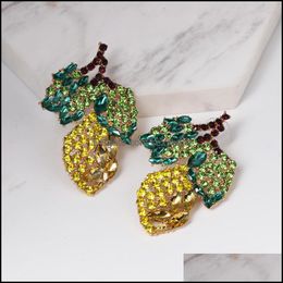Dangle & Chandelier Earrings Jewelry Fashion Lemon Diamond Leaf Stud Fashionable Rhinestone S416 Drop Delivery 2021 Spzkc