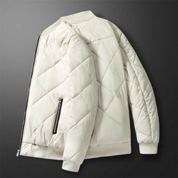 Winter Jacket Men Parkas Thicken Warm Coat Mens Stand Collar Jackets Solid Colour Parka Coat Male Fashion Streetwear Overcoat 4XL 211204