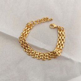 Link, Chain Korean Elegant Big Thick Link Bracelets For Women Girls Gold Filled Female Ring Metal Necklace Fashion Jewelr