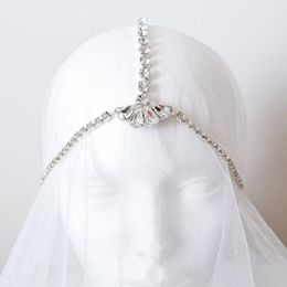 Hair Clips & Barrettes Elegant Rhinestone Forehead Water Drop Chain Headband Wedding Jewellery For Women Luxury Crystal Bridal Head Headpiece