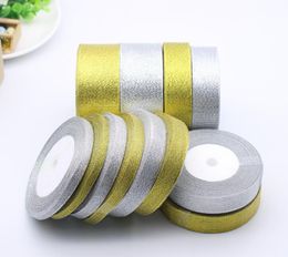 250 Yards/roll Handmade Gold and Sier Onion Ribbon Metallic Luster Wedding Christmas Decoration DIY Webbing Card Gift Wrapping