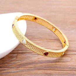 Luxury Classic Brand Forever Love Heart Bangle & Bracelet For Women Best Party Jewellery Gifts Copper Zircon Crystasl Bangles